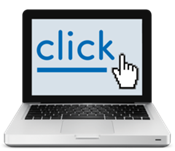 Take Part Online A laptop with the word 'Click' on the screen.