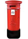 Complete A red postbox.